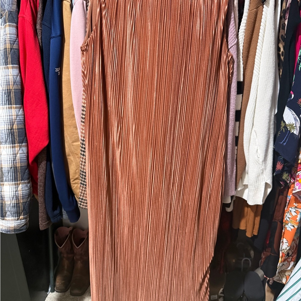 Eloquii Copper Pleated Maxi Dress